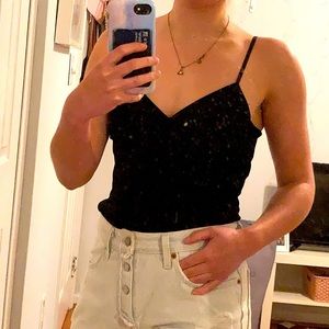 Velvet black spaghetti strap top